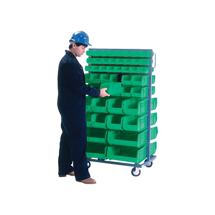 Double-Sided Mobile Bin Rack