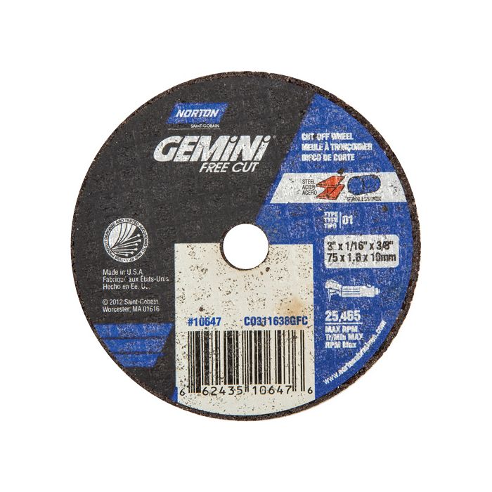 Portable Small Diameter Reinforced Cut-Off Wheels - Gemini®