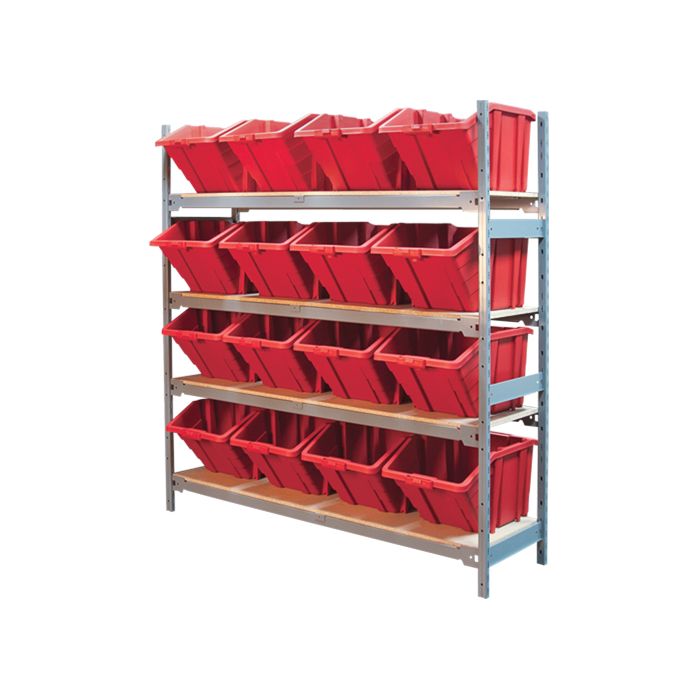 Wide Span Shelving with Jumbo Plastic Bins