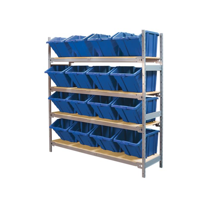 Wide Span Shelving with Jumbo Plastic Bins