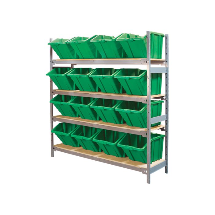 Wide Span Shelving with Jumbo Plastic Bins