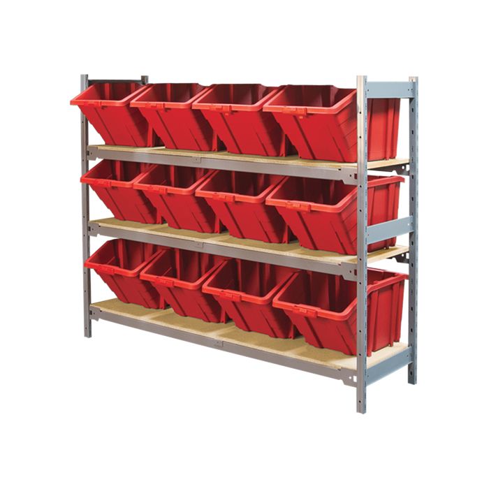 Wide Span Shelving with Jumbo Plastic Bins