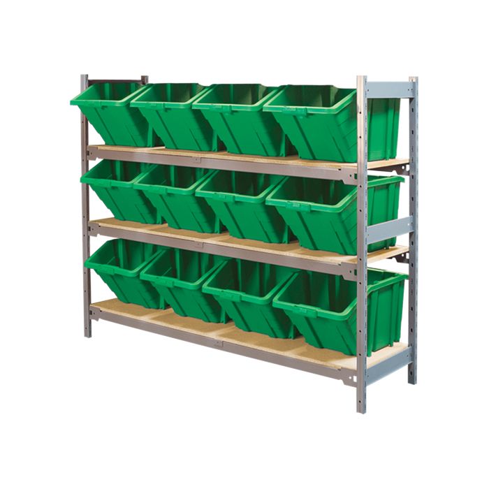 Wide Span Shelving with Jumbo Plastic Bins