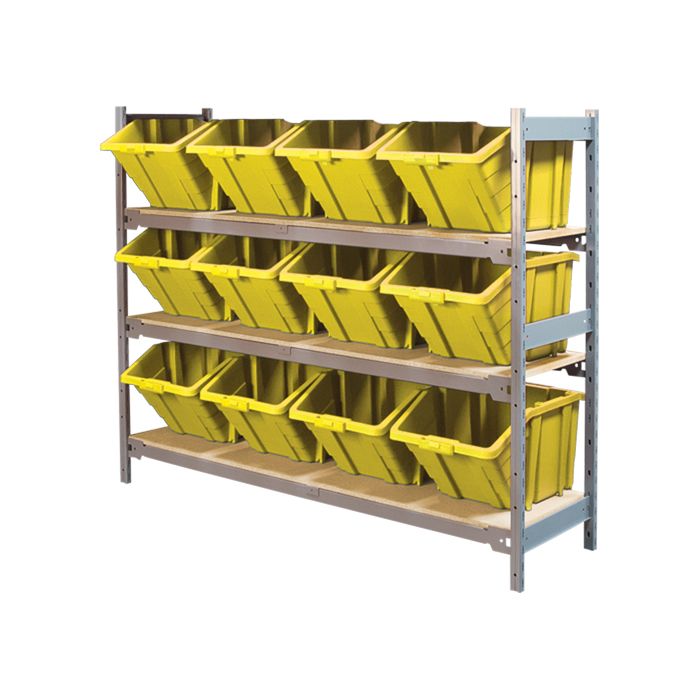 Wide Span Shelving with Jumbo Plastic Bins