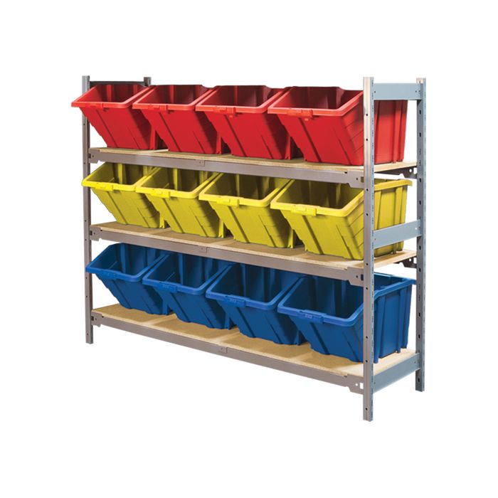 Wide Span Shelving with Jumbo Plastic Bins