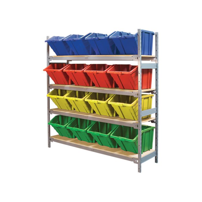Wide Span Shelving with Jumbo Plastic Bins