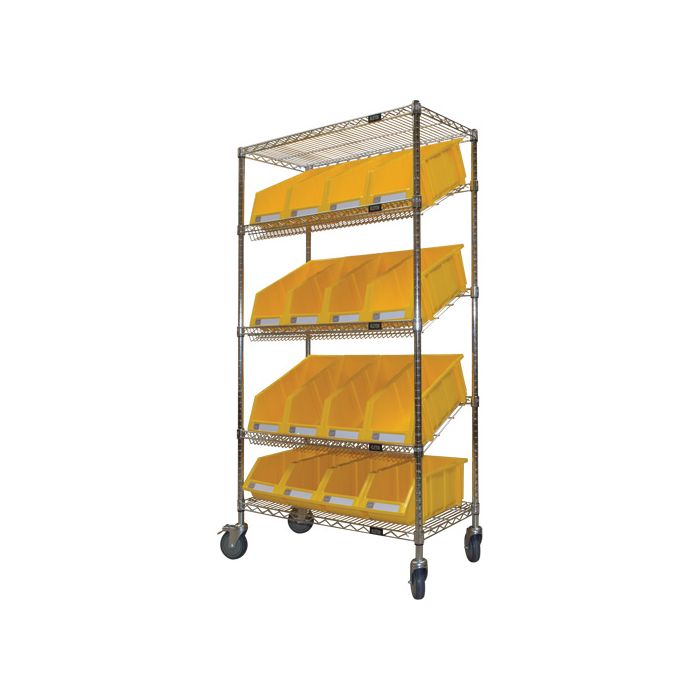 Slanted Wire Shelf Cart with Bins