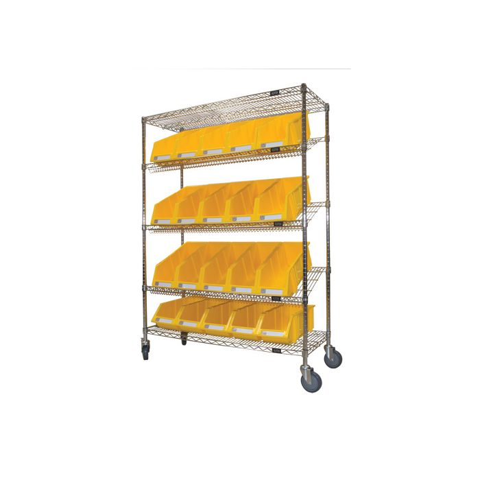 Slanted Wire Shelf Cart with Bins