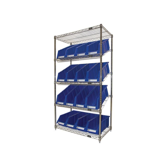 Slanted Wire Shelf with Bins