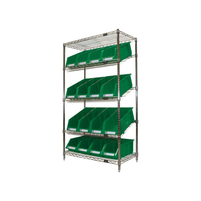 Slanted Wire Shelf with Bins