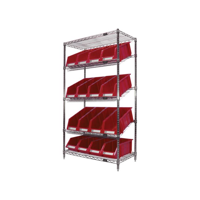 Slanted Wire Shelf with Bins