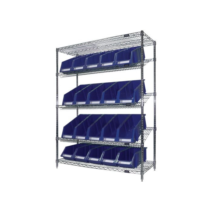 Slanted Wire Shelf with Bins