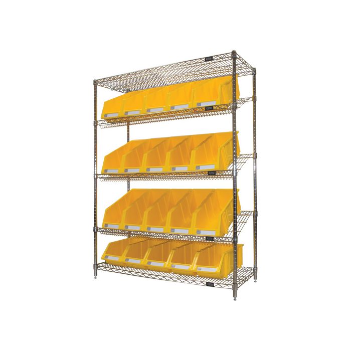 Slanted Wire Shelf with Bins