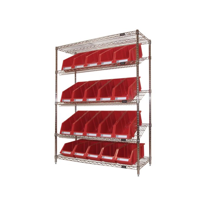 Slanted Wire Shelf with Bins