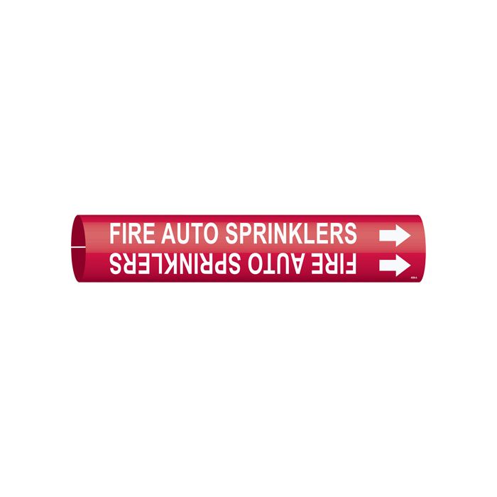 "Fire Auto Sprinklers" Pipe Marker