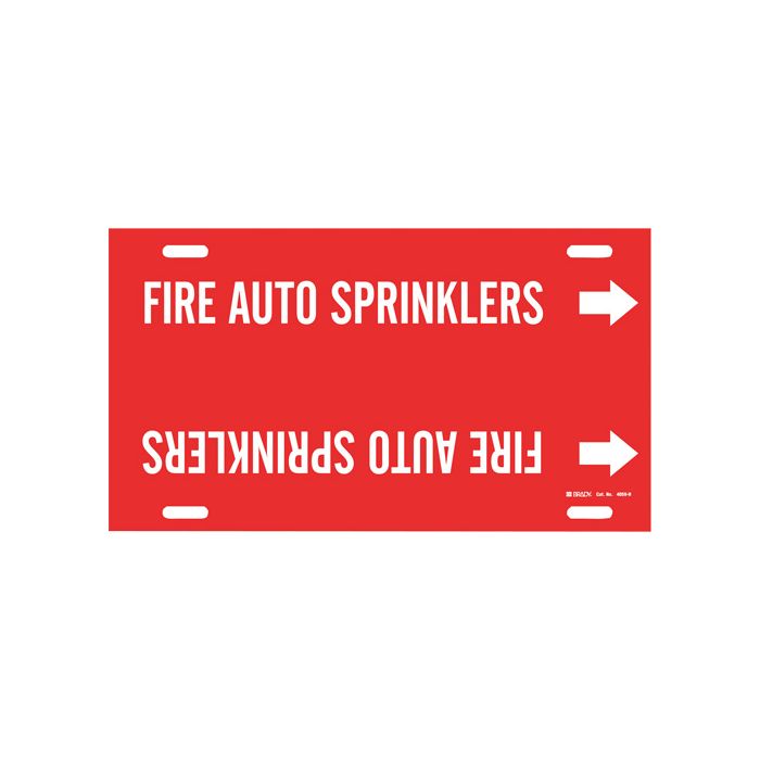 "Fire Auto Sprinklers" Pipe Marker