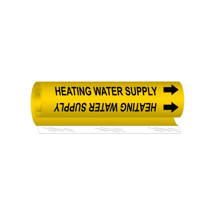 "Heating Water Supply" Pipe Marker