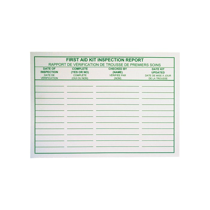 First Aid Kit Inspection Report Cards