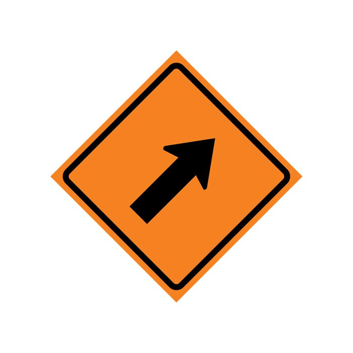 Right Diagonal Arrow Roll-Up Traffic Sign