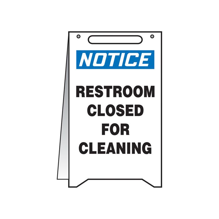 "Restroom Closed For Cleaning" Fold-Ups™ Sign