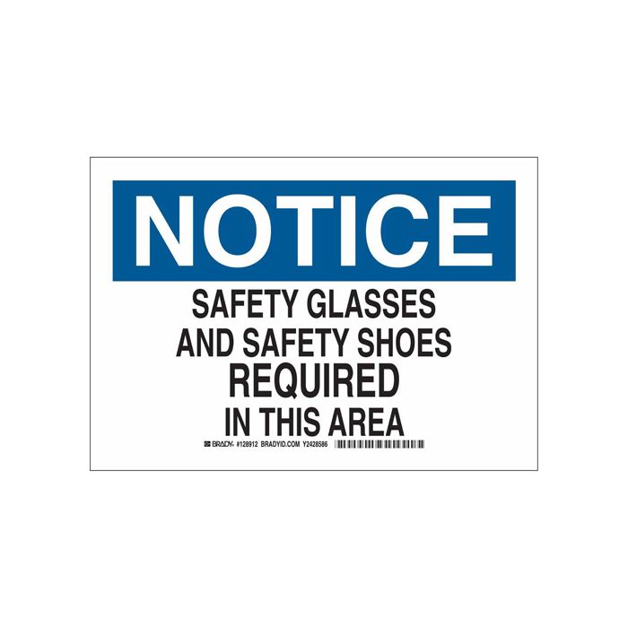 "Safety Glasses & Safety Shoes Required" Sign
