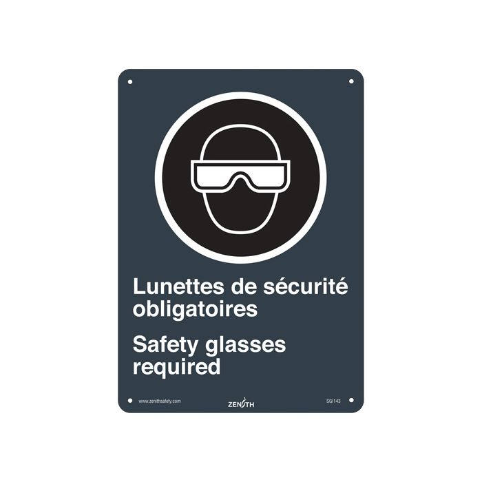 "Lunettes de Sécurité / Safety Glasses" CSA Safety Sign
