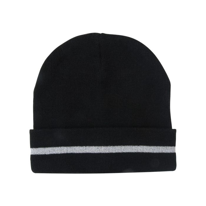 Knit Hat with Silver Reflective Stripe