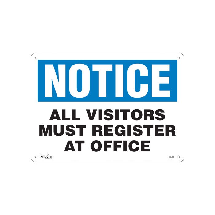 "All Visitors Must Register" Sign