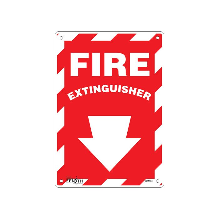 "Fire Extinguisher" with Down Arrow Sign