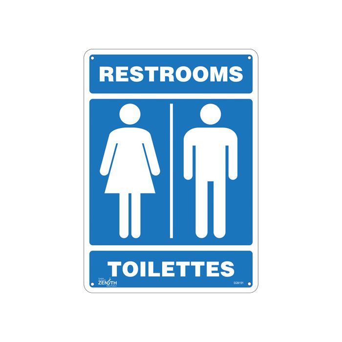 "Restrooms - Toilettes" Sign