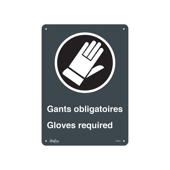 "Gant Obligatoires - Gloves Required" Sign