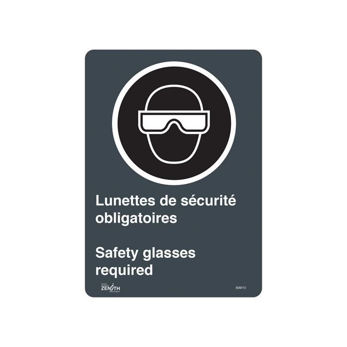 "Safety Glasses Required/Lunettes de sécurité obligatoires" Sign