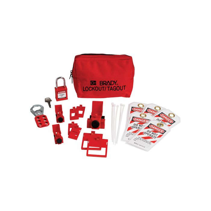 Electrical Lockout Tagout Kit with Nylon Safety Padlock in Pouch