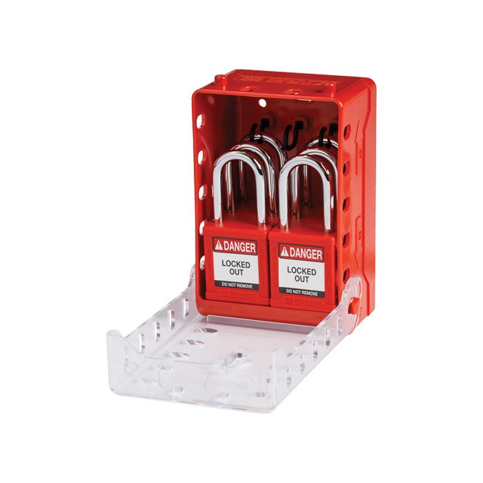 Ultra Compact Group Lockout Box with Nylon Safety Lockout Padlocks