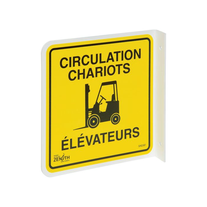 90° Projecting "Circulation Chariots Élévateurs" Sign