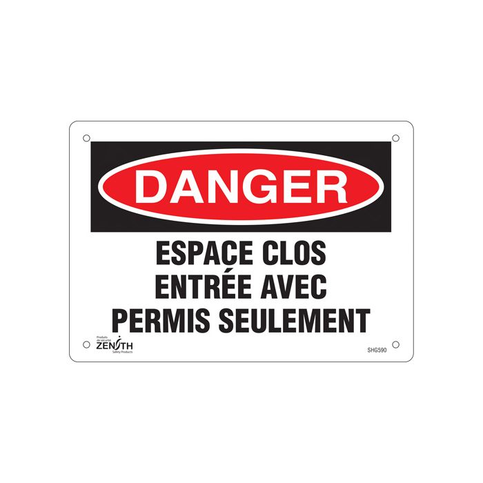 "Espace clos" Sign