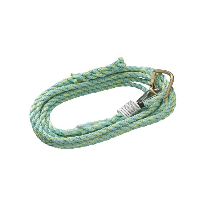 Vertical Lifeline Rope with Anchor End Carabiner & Trailing End Back Splice