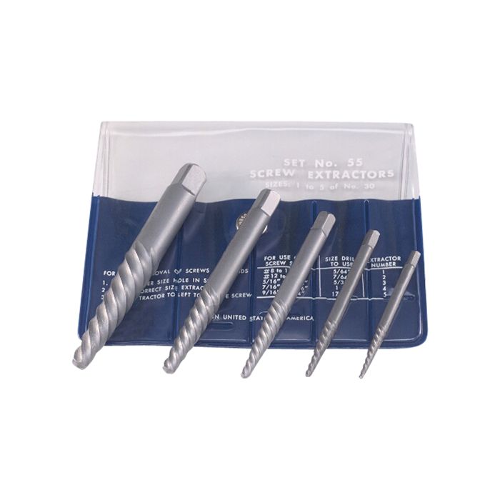 Screw Extractors - Screw Extractor Set in Fold-Up Pouch