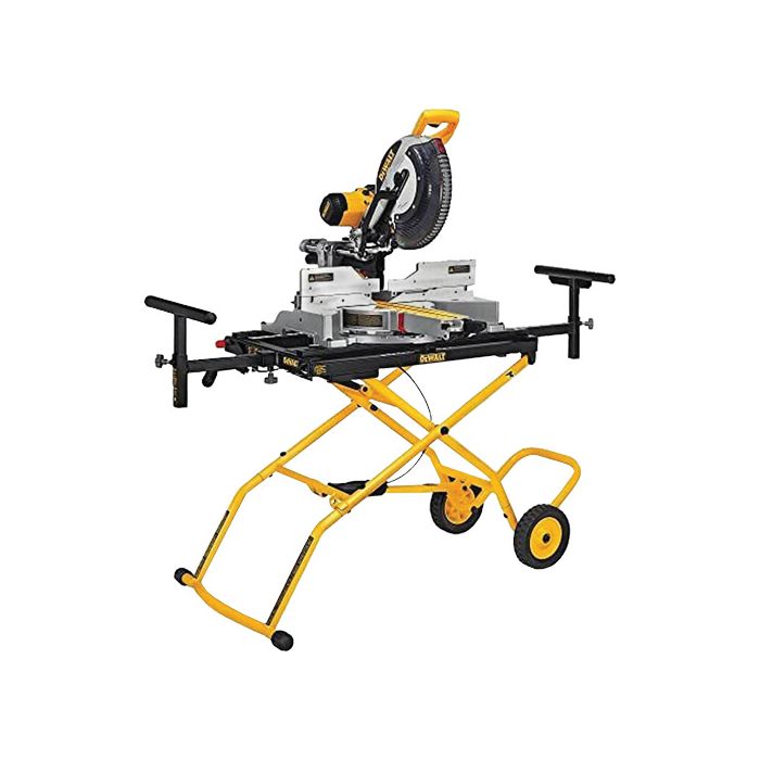 Double Bevel Sliding Compound Mitre Saw with Heavy-Duty Rolling Stand