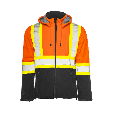 Safety Soft Shell Jacket: Hi-Vis Orange/Black Polyester