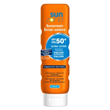 Sunzone Sunscreen, SPF 50+, Lotion, Fragrance Free, 6 x 325 mL