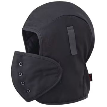 Hard Hat Liner, FR Quilted, Detachable Mouthpiece, Black