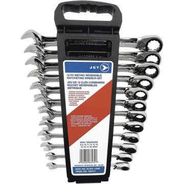 Long Metric Reversible Ratcheting Combination Wrench Set