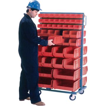 Double-Sided Mobile Bin Rack