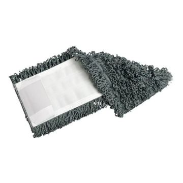 Microfiber Flat Mop Pad, 16" Looped, Grey