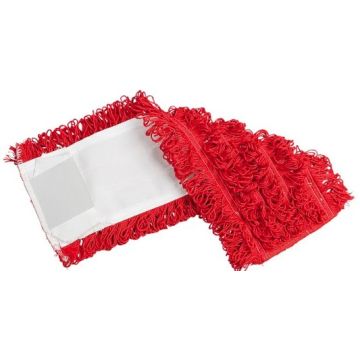 Microfiber Flat Mop Pad, 16" Looped, Red