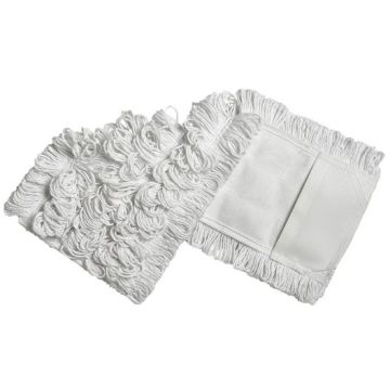 Microfiber Flat Mop Pad, 16" Looped, White