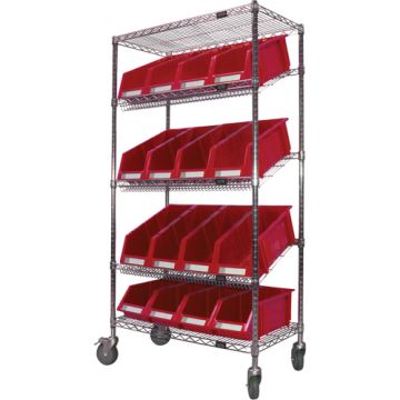 Slanted Wire Shelf Cart with Bins