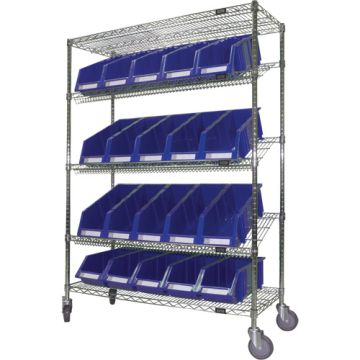 Slanted Wire Shelf Cart with Bins