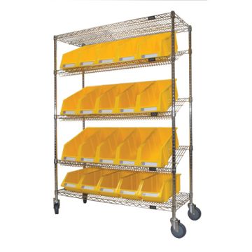 Slanted Wire Shelf Cart with Bins